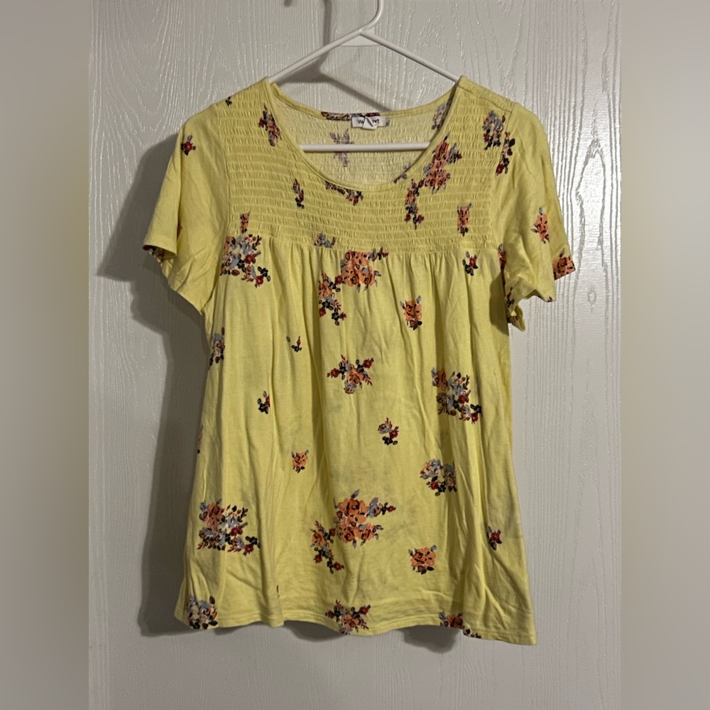 Westport | Yellow Floral Blouse | Size Large